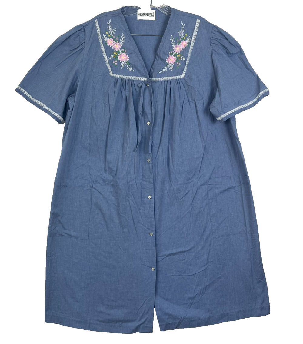 CROWNTUFT Patio Dress Womens Vintage Button Up House Evening Floral